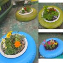廃タイヤでお花をたくさん植えよう憩いの場