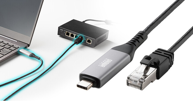 アダプタ不要、これ1本でLAN接続できるType-C - LAN変換ケーブルを発売
