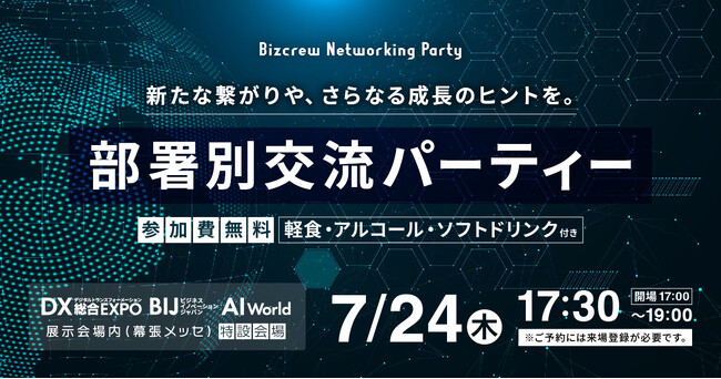 DX総合 EXPO/BIJ/AI World 展示会後にネットワーキングパーティを初開催!