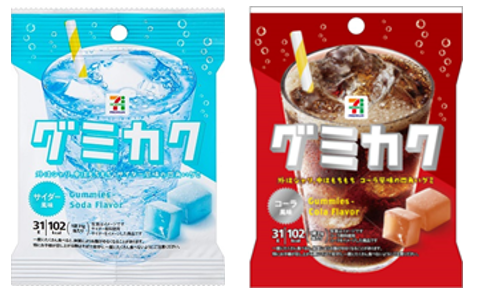 前回大好評の「セブンプレミアム グミカク」が再登場！定番のサイダー風味に加え、夏にぴったりのコーラ風味が発売！「シャリッ」「もちもち」食感を楽しめる新感覚グミ