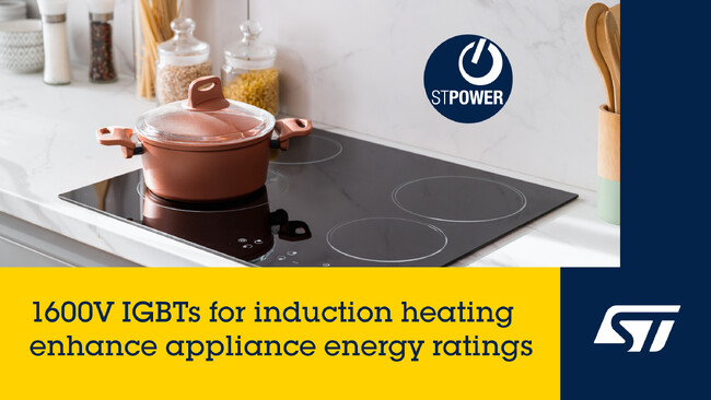 STマイクロエレクトロニクス、コストと消費電力が重視される生活家電向けに先進的な1600V耐圧IGBTを発表