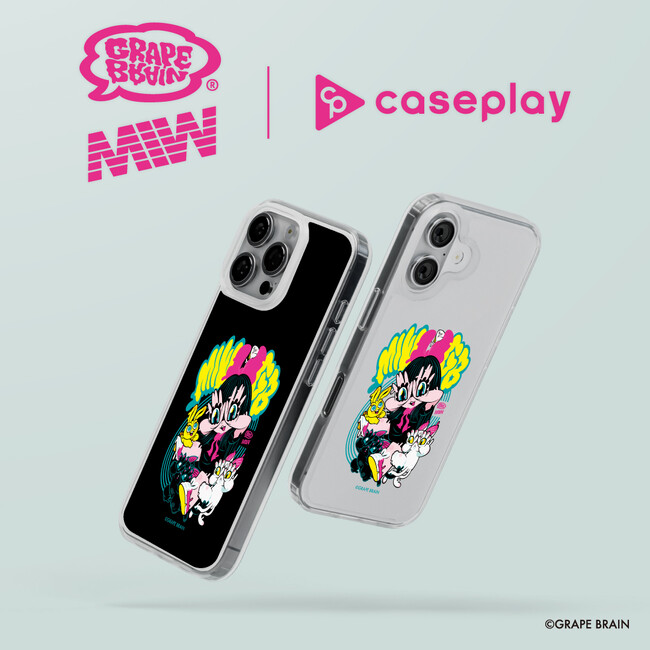 独自の世界観でキャラクターデザインを展開している「GRAPE BRAIN」とスポーツストリート系ファッションブランドの「MADE IN WORLD&CO」のコラボデザインスマホケースが登場！