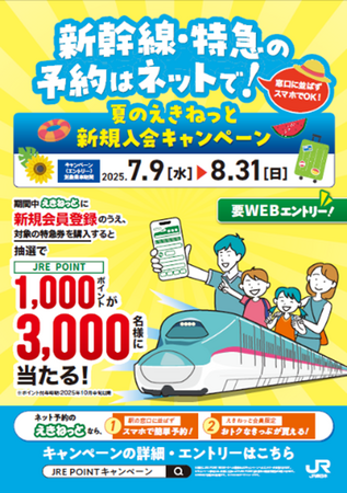 新幹線・特急の予約はネットで!夏のえきねっと新規入会キャンペーン