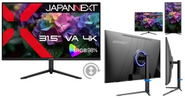 JAPANNEXTが31.5インチ VAパネル採用 昇降式多機能スタンドを搭載した4K液晶モニターを42,980円で7月11日(金)に発売