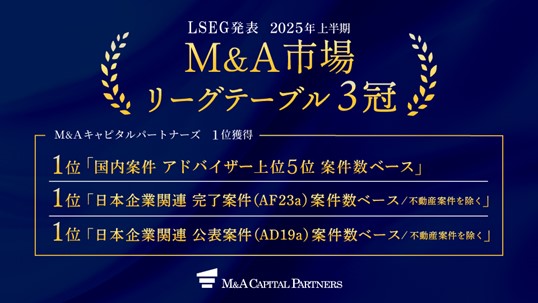 「2025年上半期M&A市場リーグテーブル」3冠を達成