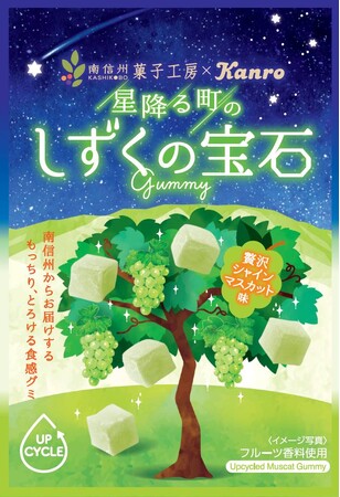 南信州菓子工房×カンロのコラボ第3弾！大好評のアップサイクルグミに新フレーバーが登場　カンロ「しずくの宝石グミ贅沢シャインマスカット味」発売