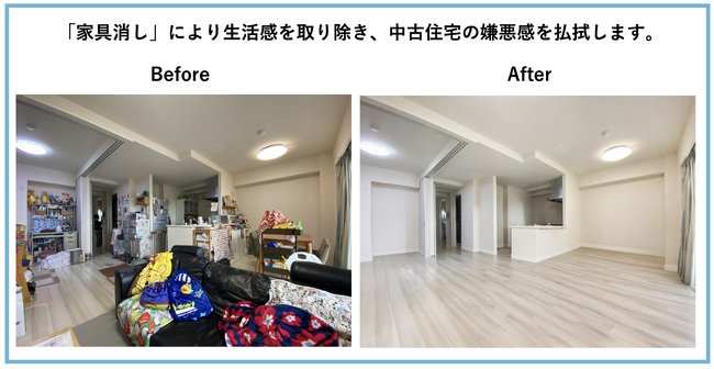 『AIによる家具消し機能』無料提供開始！居住中物件の空室を再現し、バーチャルホームステージングと組み合わせ「広告戦略」の提供へ