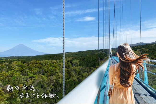 三島スカイウォークが夏の“爽快つり橋体験”を強化！　涼しい早朝や夜の営業拡張、熱中症対策グッズのプレゼント等の暑さ対策を本格導入