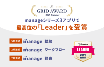 ITreview Grid Award 2025 Summerにて「manage」シリーズ3アプリが最高位の「Leader」を受賞