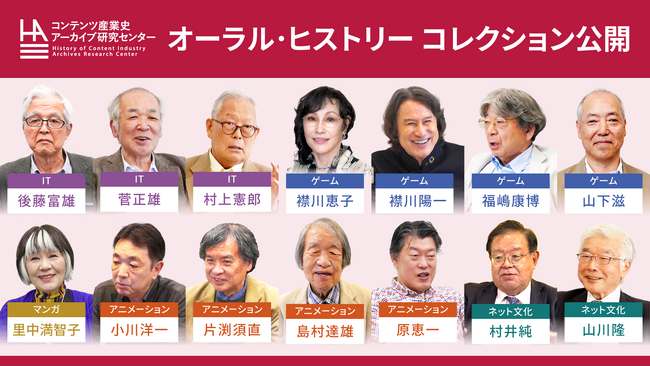 ZEN大学HARC、コンテンツ産業の第一人者による証言映像「オーラル・ヒストリー コレクション」を公開