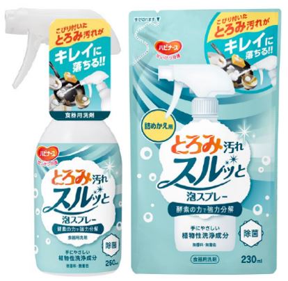 こびりついたとろみ汚れを酵素の力で強力分解する食器用洗剤「とろみ汚れスルッと泡スプレー」新発売