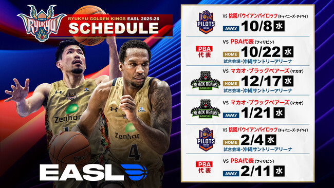 東アジアスーパーリーグ(EASL)2025-26シーズン対戦カードおよび開催日決定