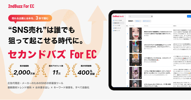 【先行発表】“売れる投稿”が一目でわかるECマーケター向けSNSリサーチツール『セカンドバズ for EC』を公開