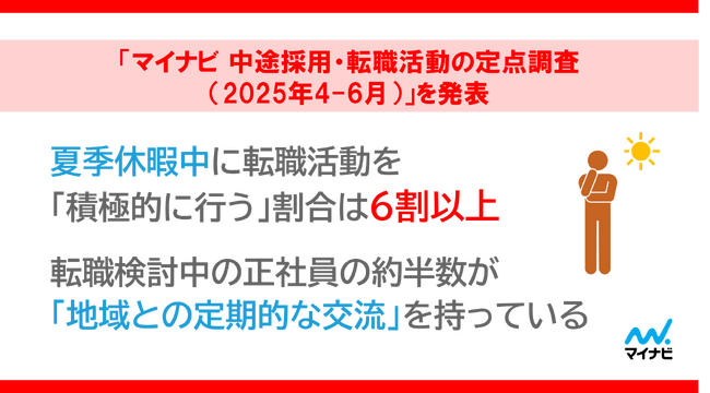 「マイナビ 中途採用・転職活動の定点調査（2025年4-6月）」を発表
