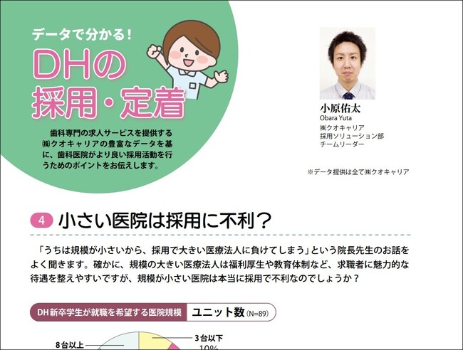 クオキャリアが歯科医院経営・総合情報誌『アポロニア21』8月号に連載記事を掲載 ― テーマは「小さい医院は採用に不利？」―