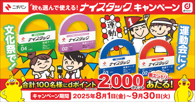 dポイント2,000ポイントが100名様に当たる！　「秋も選んで使える！ナイスタック(TM)キャンペーン」