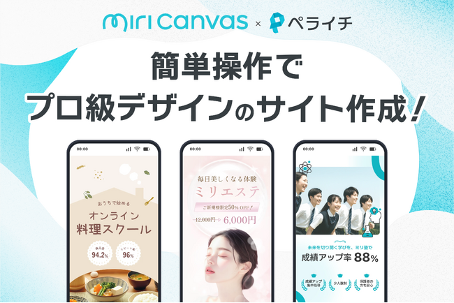 業種別“ぴったりデザイン”が選び放題！ミリキャンバス×ペライチオリジナルテンプレ登場