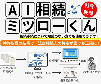 「AI相続ミツローくん」 新たな特許を取得！自治体や金融機関へ導入展開中