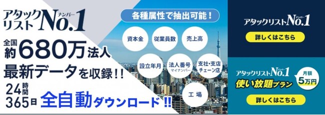 アタックリストNo.1の支社・支店・工場・チェーン店の抽出方式が変更になり、更に利用しやすくなりました！