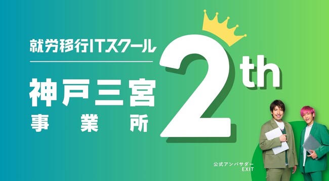 「就労移行ITスクール神戸三宮」開業2周年！就職後定着率100%を達成！ 障害の壁を越え、IT業界への就職と定着を力強く支援！
