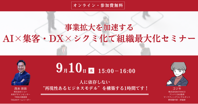 事業拡大を加速するAI×集客・DX×シクミ化で組織最大化セミナー
