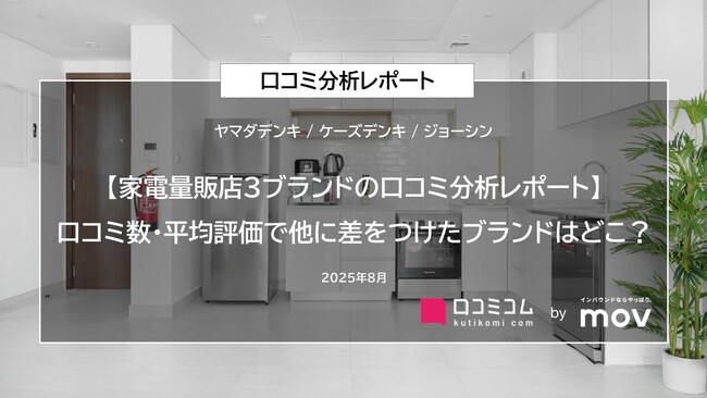 【家電量販店3ブランドの口コミ分析レポート】口コミ数・平均評価で他に差をつけたブランドはどこ？