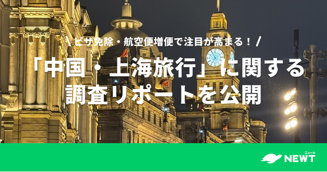 旅行アプリ『NEWT（ニュート）』、「中国・上海旅行」に関する調査リポートを公開