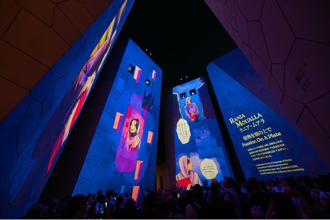 【大阪・関西万博サウジアラビア王国館】新しく夜のプロジェクション「Her Influence」をスタート、サウジアラビアの女性の成果をマンガで投影