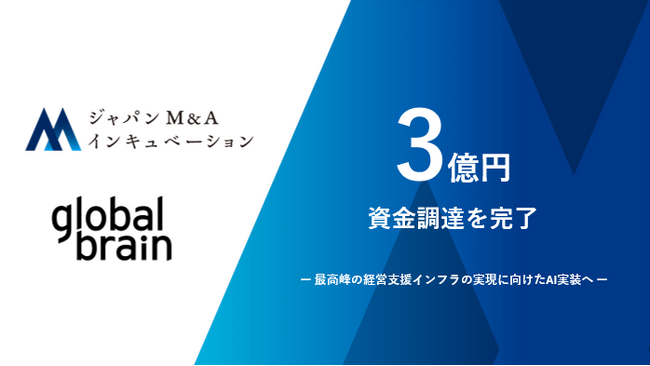 ジャパンM&Aインキュベーション、グローバル・ブレインより3億円を資金調達