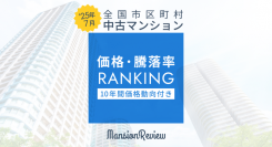「マンションレビュー」2025年7月 全国市区町村 中古マンション価格／騰落率ランキングを発表