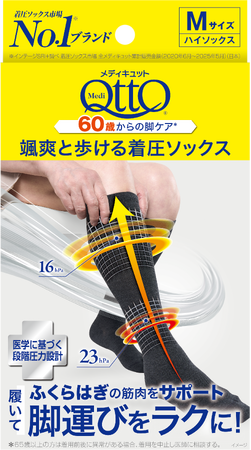 【新製品】メディキュットから、60歳からの脚ケア*シリーズ「颯爽と歩ける着圧ソックス」（雑貨）と「メディカル ひざ下」（一般医療機器）LLサイズが登場！