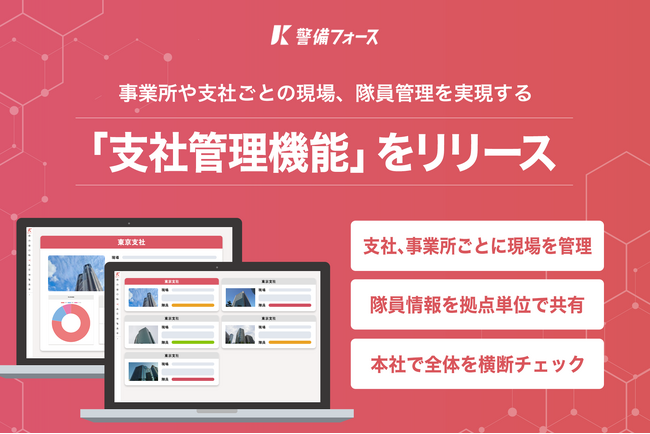 警備事業者向けオールインワンSaaS「警備フォース」、事業所や支社ごとの現場、隊員管理を実現する「支社管理機能」をリリース