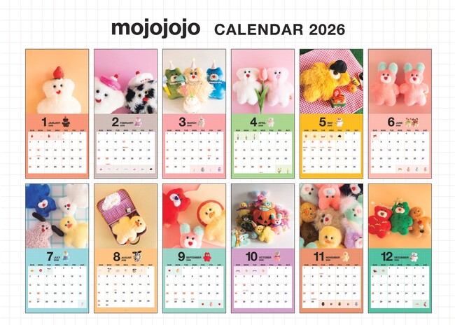 かわいいぬいぐるみたちに毎月会える！「mojojojoカレンダー2026」 8月29日より全国の書店・雑貨店で新発売