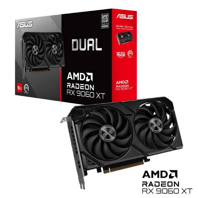 ASUSより、デュアルFAN2.5スロットのAMD Radeon(TM) RX 9060 XT搭載メモリー16GBモデルビデオカード「DUAL-RX9060XT-16G」を発表