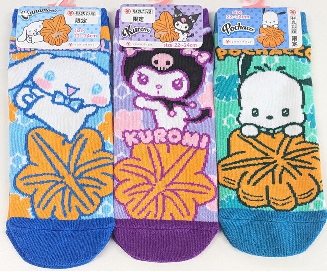 もみじ饅頭　ｘ　サンリオキャラクターズシナモロール、クロミ、ポチャッコがコラボ！第２弾「サンリオコラボ　もみじ饅頭 靴下」