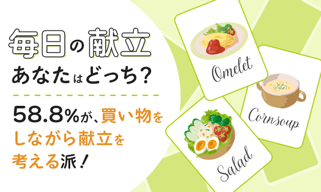 【毎日の献立あなたはどっち？】58.8％が、買い物をしながら献立を考える派！