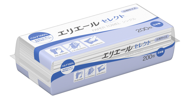 軽量ながら高い吸水性と丈夫さを両立したプロ仕様のペーパータオルが登場 『エリエール ペーパータオル セレクト シングル』新発売