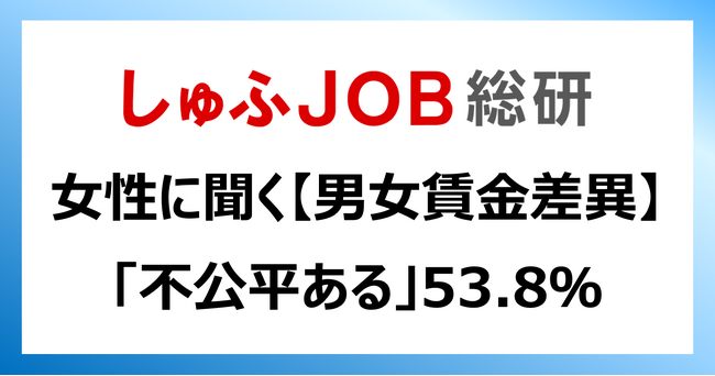 ＜男女の賃金差異＞女性は賃金差をどう感じてる？「不公平ある」53.8％ 3年前より8.2ポイント減少
