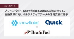 ブレインパッド、SnowflakeとQUICKの協力のもと、金融業界に向けオルタナティブデータの活用支援に着手