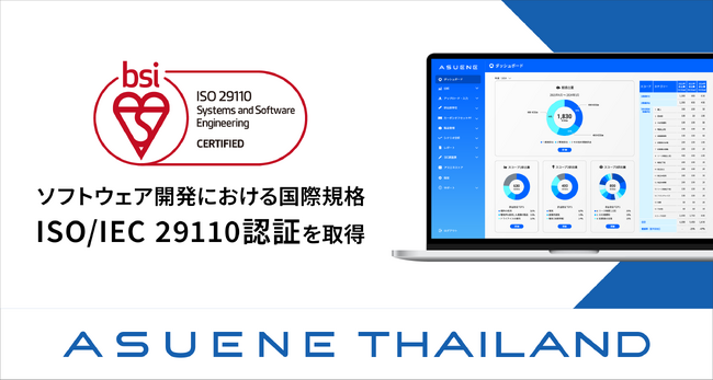 アスエネのタイ法人 ASUENE（THAILAND）が、ソフトウェア開発における国際規格「ISO/IEC 29110」の認証を取得