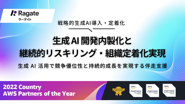 Ragate株式会社、生成AI内製化支援オファリングが「AWS認定サービスオファリング」に認定
