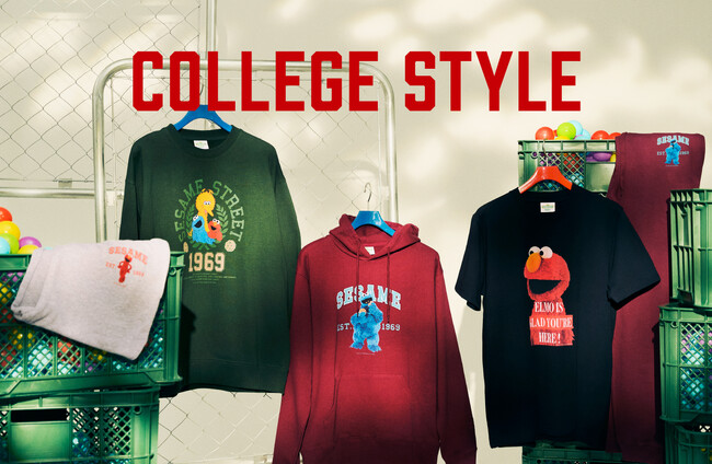 【セサミストリートマーケット】「COLLEGE STYLE」トレンドのカレッジスタイルがセサミストリートマーケットに！キャラクターの遊び心が加わったアパレルアイテムが新登場〈9月18日(木)〉
