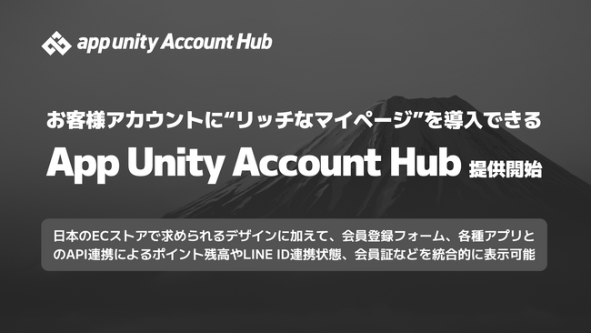 お客様アカウントに“リッチなマイページ”を導入できる『App Unity Account Hub』提供開始