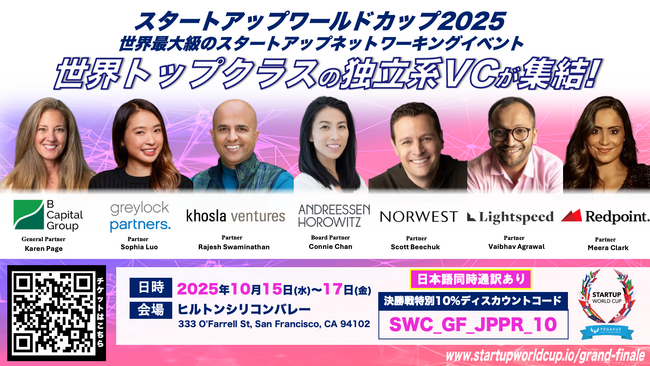 スタートアップワールドカップ2025世界決勝戦：世界のトップ独立系ベンチャーキャピタルより豪華ゲストが集結！