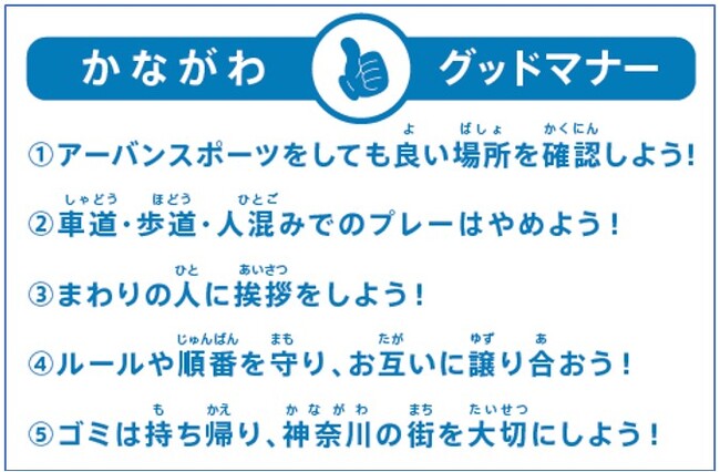 「かながわグッドマナー」でアーバンスポーツを楽しもう！普及啓発動画とリーフレットが完成しました！