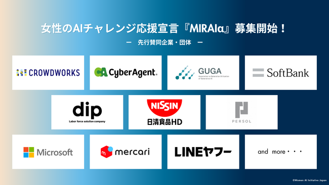 女性のAIチャレンジ応援宣言「MIRAIα(ミライア)」 賛同企業・団体の募集を開始