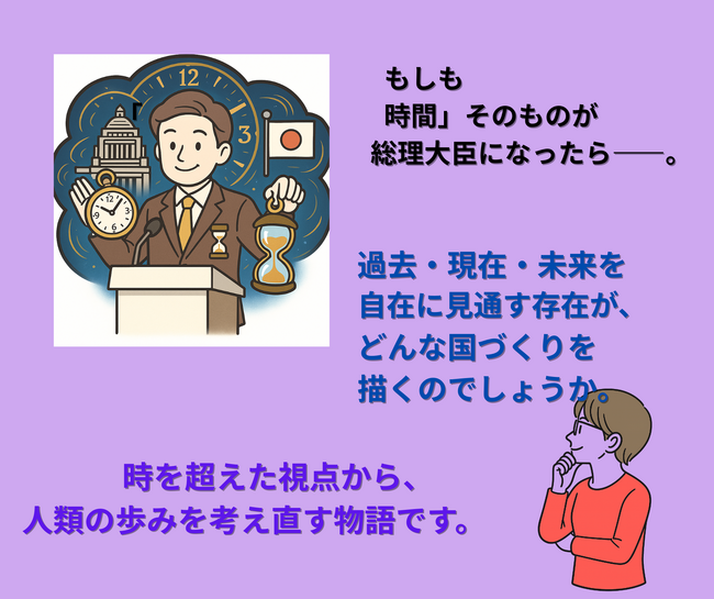 【新刊情報】「時間が足りない」「時間を無駄にした」「時間に追われてる」そんなふうに、私たちは日々“時間”と格闘しています。ではもし、“時間”そのものが人の姿をして、政治のリーダーとなったら――？