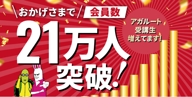 アガルートアカデミーの累計会員登録者数が21万人を突破！！