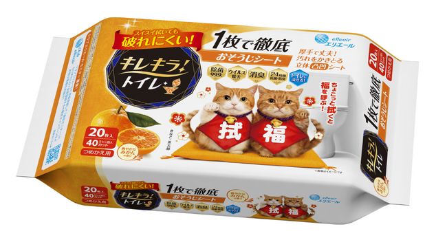 アイドル猫「短足兄妹 茶太郎＆きなこ」が招き猫のポーズで年末のお掃除を応援！『キレキラ！トイレクリーナー 招き猫デザイン』数量限定発売