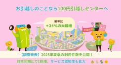【年間成長実績】100円引越しセンターの2025年夏季利用件数が前年同期比で1割増加